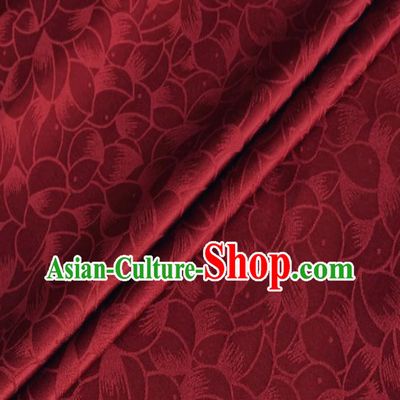 Asian Chinese Classical Lotus Petals Pattern Design Purplish Red Silk Fabric Traditional Cheongsam Brocade Material