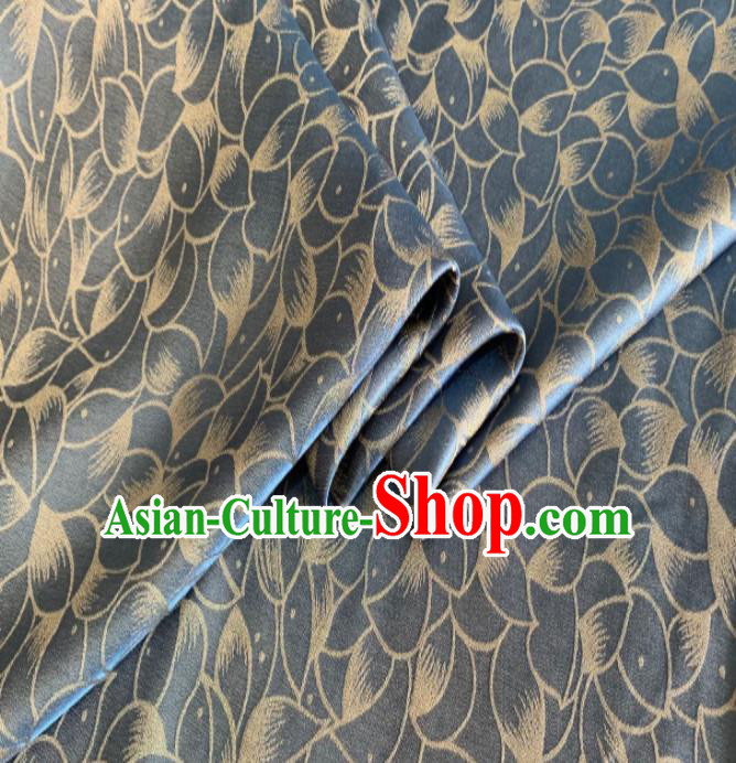 Asian Chinese Classical Lotus Petals Pattern Design Blue Silk Fabric Traditional Cheongsam Brocade Material Asian Chinese Classical Lotus Petals Pattern Design Blue Silk Fabric Traditional Cheongsam Brocade Material