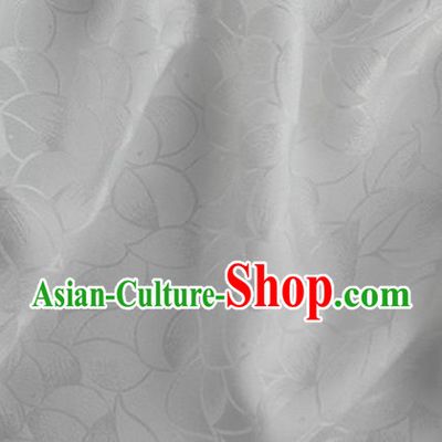 Asian Chinese Classical Lotus Petals Pattern Design White Silk Fabric Traditional Cheongsam Brocade Material