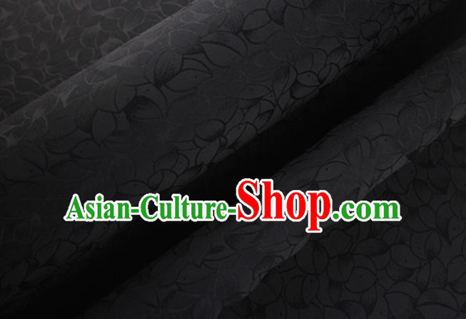 Asian Chinese Classical Lotus Petals Pattern Design Black Silk Fabric Traditional Cheongsam Brocade Material Asian Chinese Classical Lotus Petals Pattern Design Black Silk Fabric Traditional Cheongsam Brocade Material