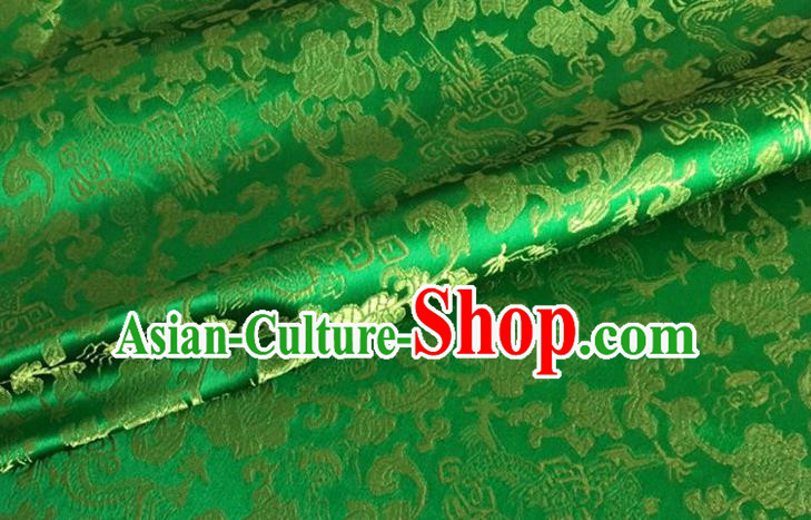 Asian Chinese Classical Dragon Pattern Design Green Brocade Fabric Traditional Cheongsam Silk Material Asian Chinese Classical Dragon Pattern Design Green Brocade Fabric Traditional Cheongsam Silk Material