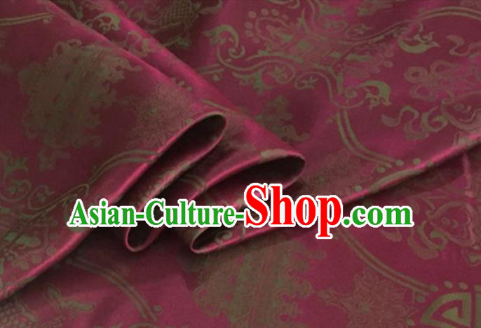 Asian Chinese Classical Double Fish Pattern Design Wine Red Silk Fabric Traditional Cheongsam Material Asian Chinese Classical Double Fish Pattern Design Wine Red Silk Fabric Traditional Cheongsam Material