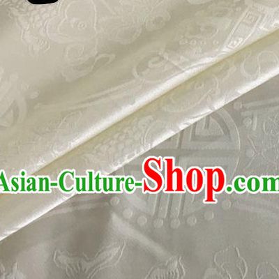 Asian Chinese Classical Double Fish Pattern Design Beige Silk Fabric Traditional Cheongsam Material