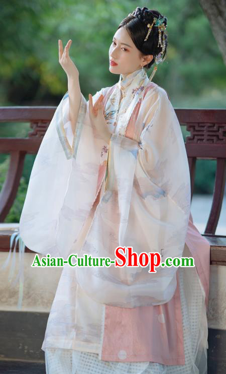 Chinese Traditional Hanfu Pink Long Vest Ancient Ming Dynasty Princess Costume for Women Chinese Traditional Hanfu Pink Long Vest Ancient Ming Dynasty Princess Costume for Women