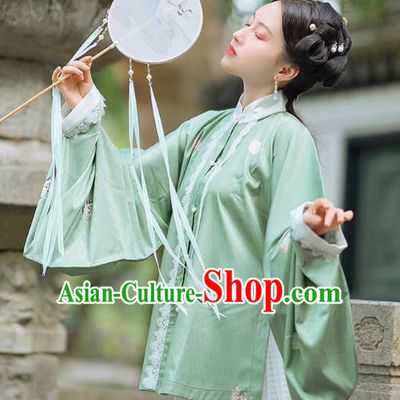 Chinese Traditional Hanfu Green Blouse Ancient Ming Dynasty Princess Costume for Women