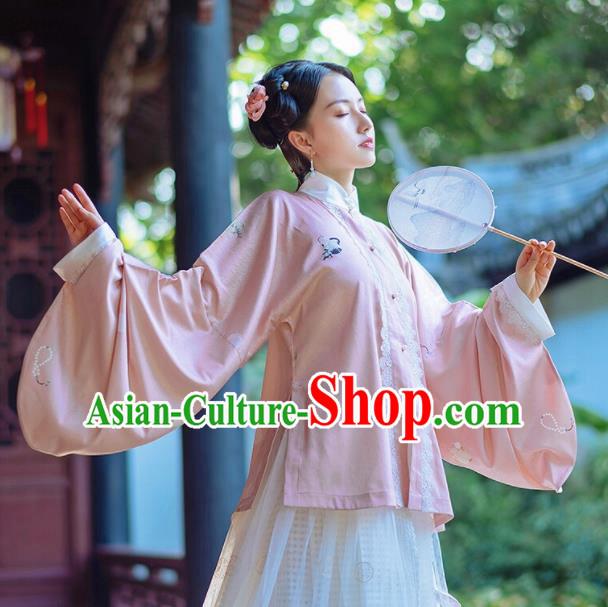 Chinese Traditional Hanfu Pink Blouse Ancient Ming Dynasty Princess Costume for Women Chinese Traditional Hanfu Pink Blouse Ancient Ming Dynasty Princess Costume for Women