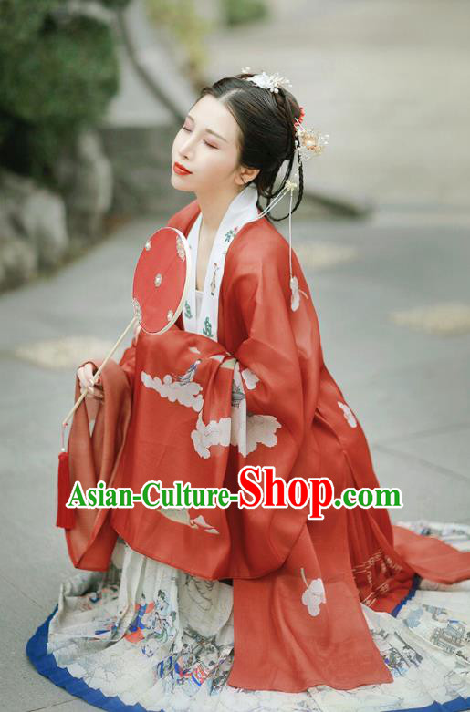 Chinese Traditional Hanfu Red Cape Ancient Ming Dynasty Princess Costume for Women Chinese Traditional Hanfu Red Cape Ancient Ming Dynasty Princess Costume for Women