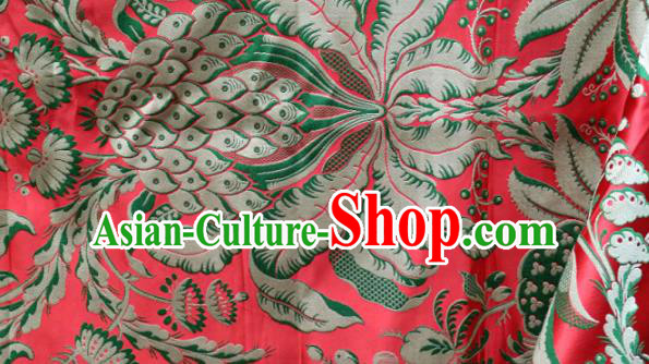 Asian Chinese Classical Pattern Design Red Silk Fabric Traditional Tibetan Brocade Material Asian Chinese Classical Pattern Design Red Silk Fabric Traditional Tibetan Brocade Material