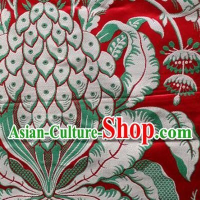 Asian Chinese Classical Pattern Design Red Silk Fabric Traditional Tibetan Brocade Material