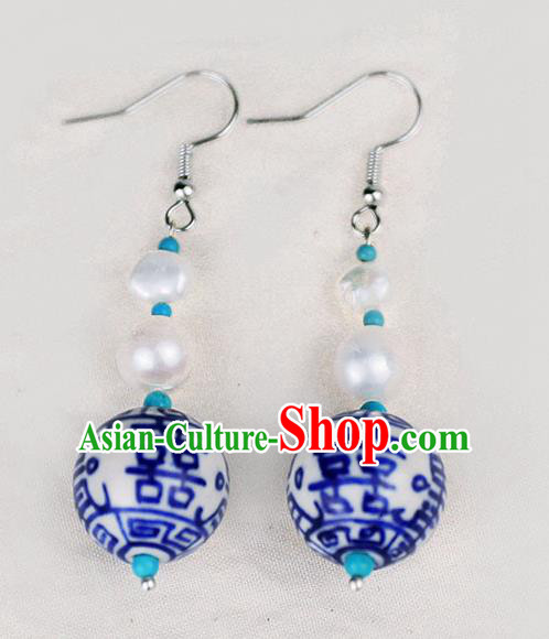 Chinese Traditional National Ceramics Earrings Handmade Ear Accessories for Women Chinese Traditional National Ceramics Earrings Handmade Ear Accessories for Women
