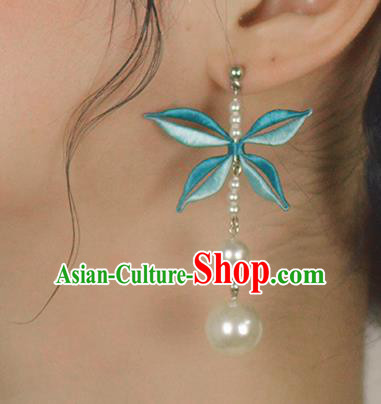 Chinese Traditional National Blue Butterfly Earrings Handmade Ear Accessories for Women Chinese Traditional National Blue Butterfly Earrings Handmade Ear Accessories for Women