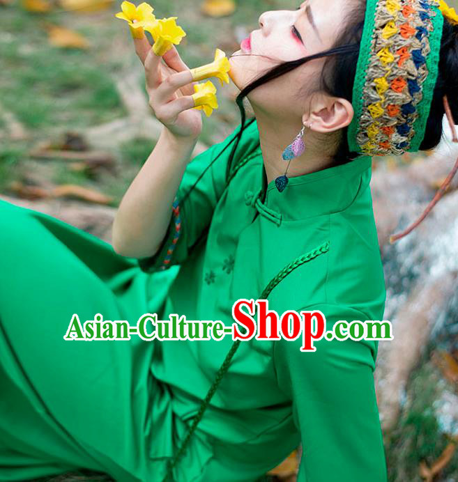 Chinese Traditional Green Qipao Dress National Costume Cheongsam for Women Chinese Traditional Green Qipao Dress National Costume Cheongsam for Women