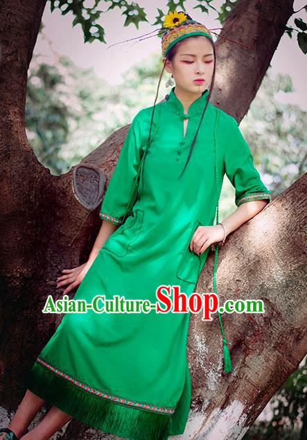 Chinese Traditional Green Qipao Dress National Costume Cheongsam for Women Chinese Traditional Green Qipao Dress National Costume Cheongsam for Women