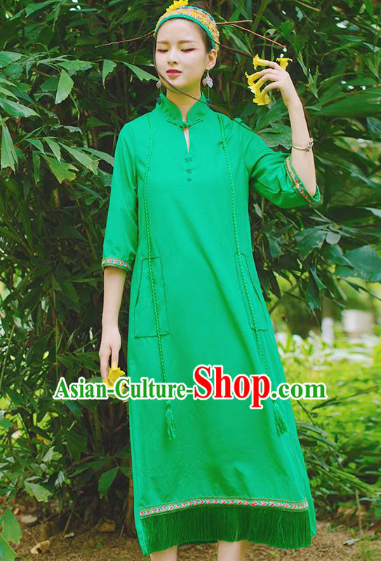 Chinese Traditional Green Qipao Dress National Costume Cheongsam for Women Chinese Traditional Green Qipao Dress National Costume Cheongsam for Women