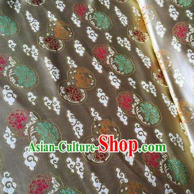 Asian Chinese Classical Cloud Peony Pattern Design Brown Silk Fabric Traditional Nanjing Brocade Material