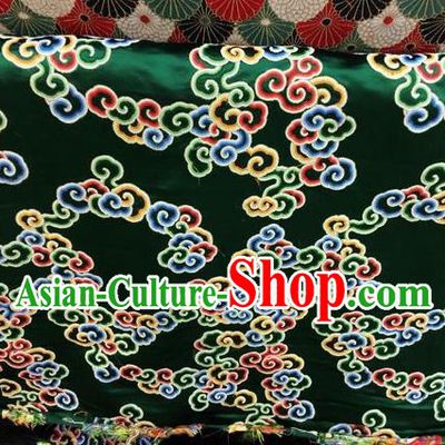 Asian Chinese Classical Auspicious Cloud Pattern Design Green Silk Fabric Traditional Nanjing Brocade Material