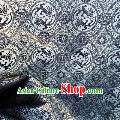 Asian Chinese Classical Dragon Pattern Design Grey Silk Fabric Traditional Nanjing Brocade Material