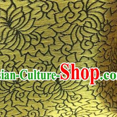 Asian Chinese Classical Lotus Pattern Design Yellow Silk Fabric Traditional Nanjing Brocade Material