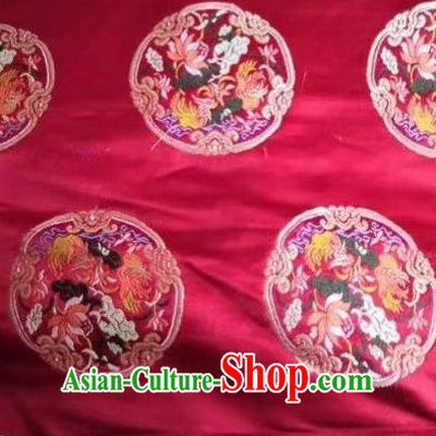 Asian Chinese Classical Phoenix Pattern Design Wine Red Silk Fabric Traditional Nanjing Brocade Material