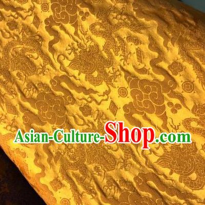 Asian Chinese Classical Cloud Dragon Pattern Design Golden Silk Fabric Traditional Nanjing Brocade Material