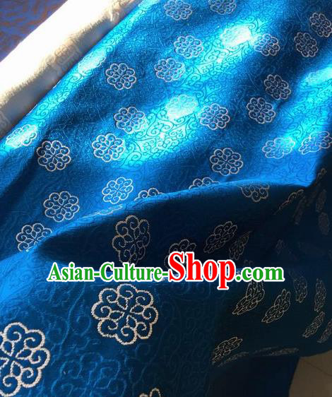 Asian Chinese Classical Pattern Design Blue Silk Fabric Traditional Nanjing Brocade Material Asian Chinese Classical Pattern Design Blue Silk Fabric Traditional Nanjing Brocade Material