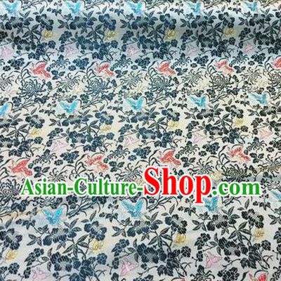 Asian Chinese Classical Butterfly Chrysanthemum Pattern Design Silk Fabric Traditional Nanjing Brocade Material