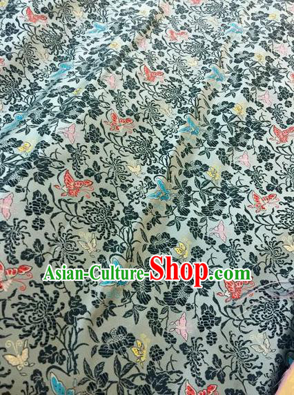 Asian Chinese Classical Butterfly Chrysanthemum Pattern Design Silk Fabric Traditional Nanjing Brocade Material Asian Chinese Classical Butterfly Chrysanthemum Pattern Design Silk Fabric Traditional Nanjing Brocade Material