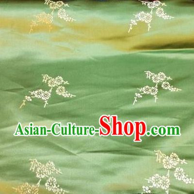 Asian Chinese Classical Plum Pattern Design Green Silk Fabric Traditional Nanjing Brocade Material
