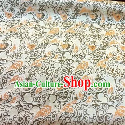 Asian Chinese Classical Pattern Design Beige Silk Fabric Traditional Nanjing Brocade Material