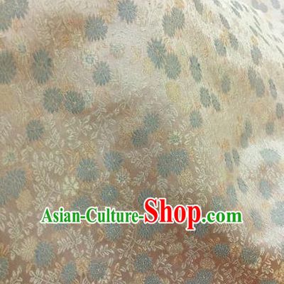 Asian Chinese Classical Chrysanthemum Pattern Design Beige Silk Fabric Traditional Nanjing Brocade Material