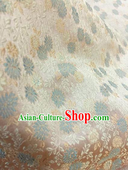 Asian Chinese Classical Chrysanthemum Pattern Design Beige Silk Fabric Traditional Nanjing Brocade Material Asian Chinese Classical Chrysanthemum Pattern Design Beige Silk Fabric Traditional Nanjing Brocade Material
