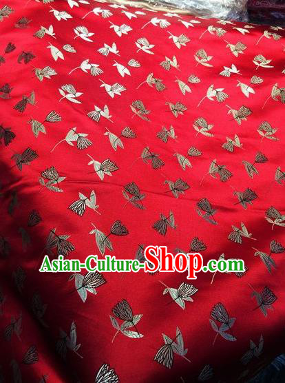 Asian Chinese Classical Leaf Pattern Design Red Silk Fabric Traditional Nanjing Brocade Material Asian Chinese Classical Leaf Pattern Design Red Silk Fabric Traditional Nanjing Brocade Material