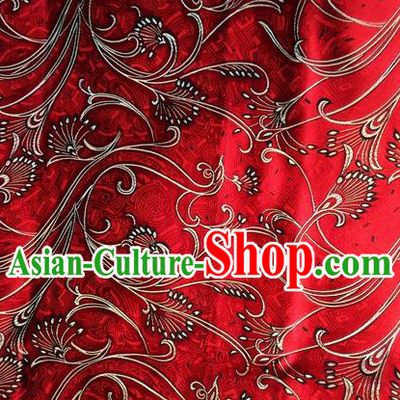 Asian Chinese Classical Fireworks Pattern Design Red Silk Fabric Traditional Nanjing Brocade Material