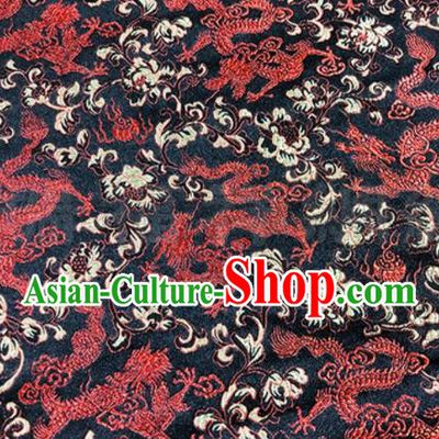 Asian Chinese Classical Dragon Pattern Design Black Brocade Fabric Traditional Silk Material