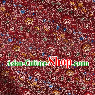 Asian Chinese Classical Cockscomb Pattern Design Purplish Red Brocade Fabric Traditional Silk Material