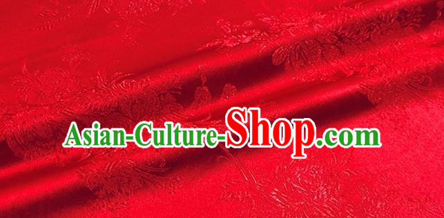 Asian Chinese Classical Bamboo Peony Pattern Design Red Brocade Fabric Traditional Silk Material Asian Chinese Classical Bamboo Peony Pattern Design Red Brocade Fabric Traditional Silk Material