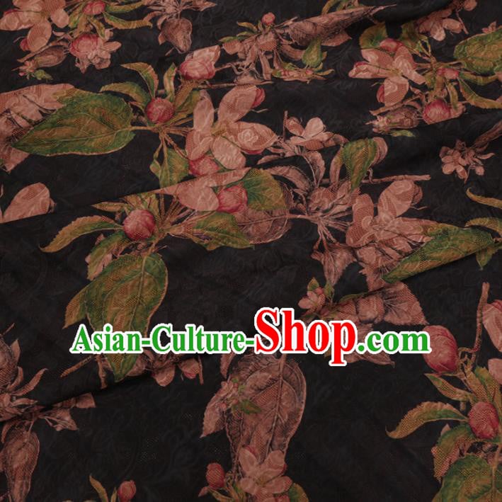 Asian Chinese Classical Begonia Pattern Design Black Watered Gauze Fabric Traditional Silk Material Asian Chinese Classical Begonia Pattern Design Black Watered Gauze Fabric Traditional Silk Material