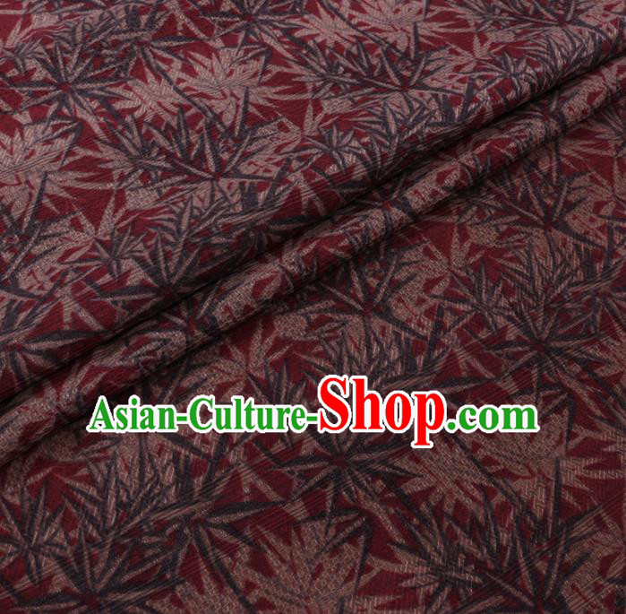 Chinese Cheongsam Classical Pattern Design Wine Red Watered Gauze Fabric Asian Traditional Silk Material
