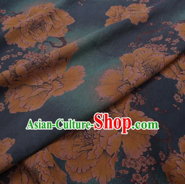 Chinese Cheongsam Classical Yellow Peony Pattern Design Watered Gauze Fabric Asian Traditional Silk Material Chinese Cheongsam Classical Yellow Peony Pattern Design Watered Gauze Fabric Asian Traditional Silk Material
