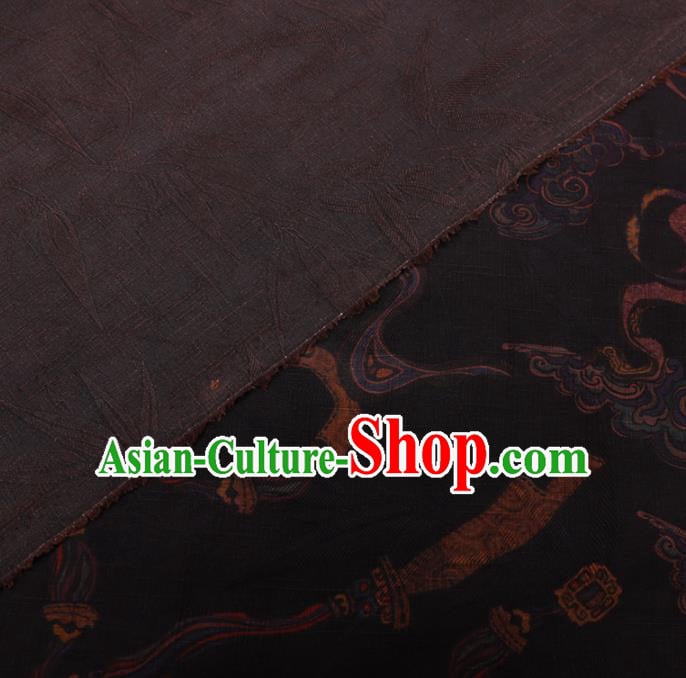 Chinese Cheongsam Classical Pattern Design Black Watered Gauze Fabric Asian Traditional Silk Material Chinese Cheongsam Classical Pattern Design Black Watered Gauze Fabric Asian Traditional Silk Material