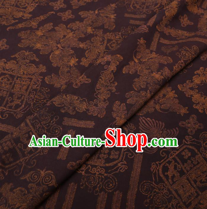 Chinese Cheongsam Classical Pattern Design Deep Purple Watered Gauze Fabric Asian Traditional Silk Material Chinese Cheongsam Classical Pattern Design Deep Purple Watered Gauze Fabric Asian Traditional Silk Material