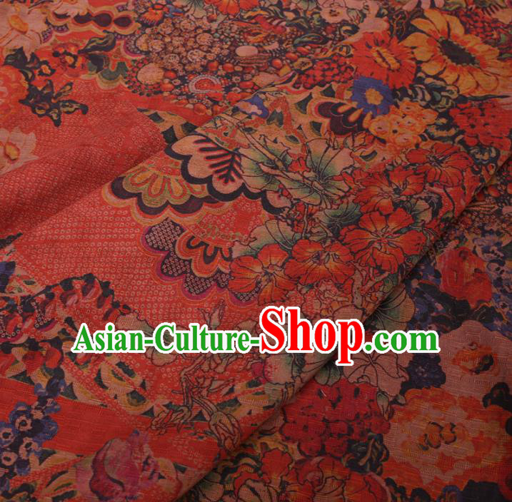 Chinese Cheongsam Classical Flowers Pattern Design Red Watered Gauze Fabric Asian Traditional Silk Material Chinese Cheongsam Classical Flowers Pattern Design Red Watered Gauze Fabric Asian Traditional Silk Material