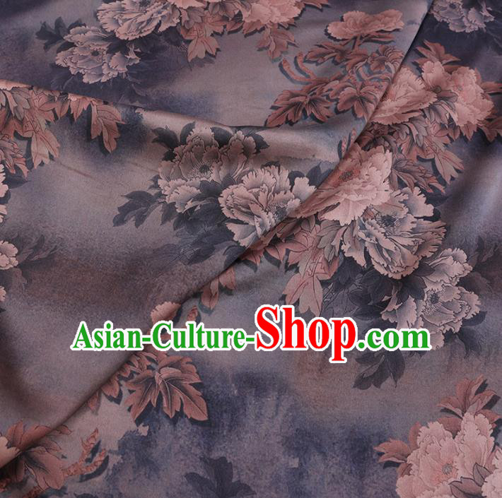 Chinese Cheongsam Classical Peony Pattern Design Light Grey Watered Gauze Fabric Asian Traditional Silk Material Chinese Cheongsam Classical Peony Pattern Design Light Grey Watered Gauze Fabric Asian Traditional Silk Material