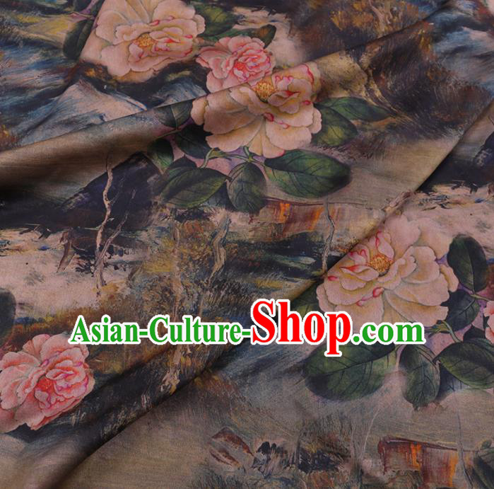 Chinese Cheongsam Classical Peony Pattern Design Watered Gauze Fabric Asian Traditional Silk Material Chinese Cheongsam Classical Peony Pattern Design Watered Gauze Fabric Asian Traditional Silk Material