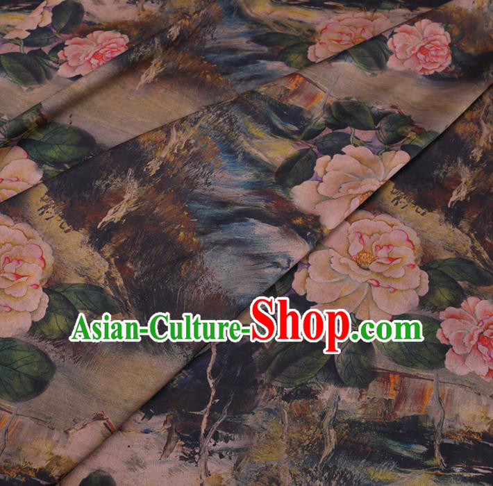 Chinese Cheongsam Classical Peony Pattern Design Watered Gauze Fabric Asian Traditional Silk Material Chinese Cheongsam Classical Peony Pattern Design Watered Gauze Fabric Asian Traditional Silk Material