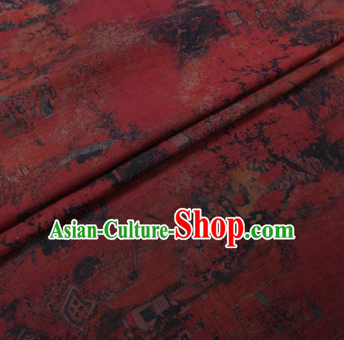 Chinese Cheongsam Classical Pattern Design Dark Red Watered Gauze Fabric Asian Traditional Silk Material Chinese Cheongsam Classical Pattern Design Dark Red Watered Gauze Fabric Asian Traditional Silk Material