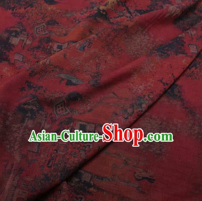 Chinese Cheongsam Classical Pattern Design Dark Red Watered Gauze Fabric Asian Traditional Silk Material Chinese Cheongsam Classical Pattern Design Dark Red Watered Gauze Fabric Asian Traditional Silk Material