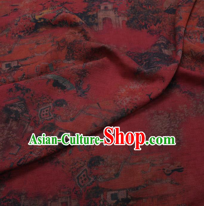 Chinese Cheongsam Classical Pattern Design Dark Red Watered Gauze Fabric Asian Traditional Silk Material Chinese Cheongsam Classical Pattern Design Dark Red Watered Gauze Fabric Asian Traditional Silk Material