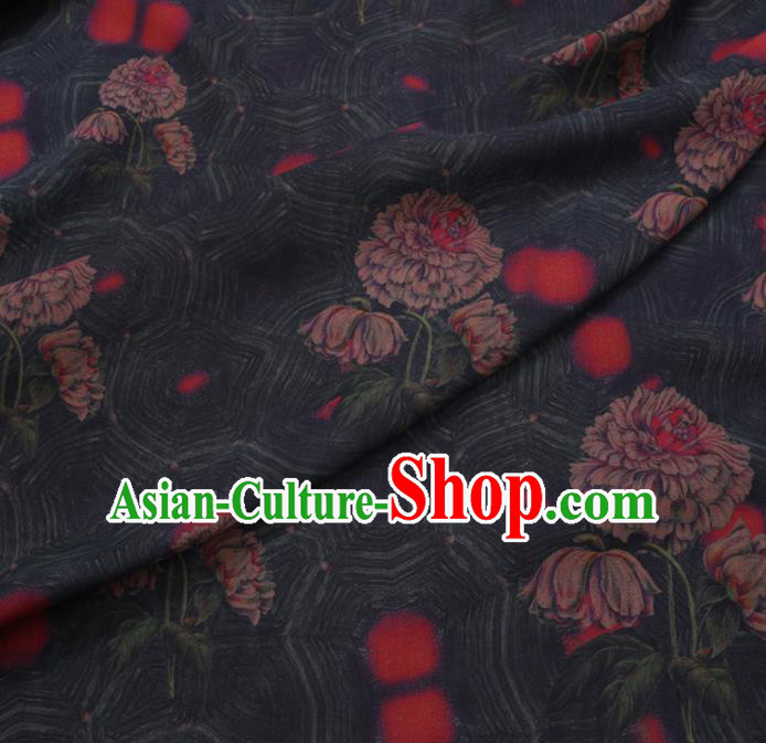 Chinese Cheongsam Classical Flowers Pattern Design Atrovirens Watered Gauze Fabric Asian Traditional Silk Material Chinese Cheongsam Classical Flowers Pattern Design Atrovirens Watered Gauze Fabric Asian Traditional Silk Material