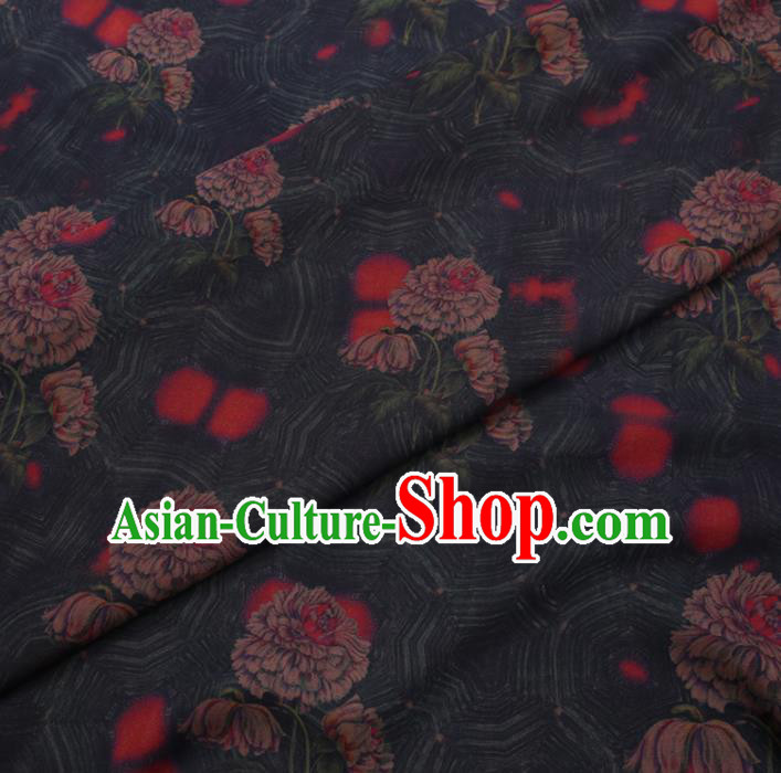 Chinese Cheongsam Classical Flowers Pattern Design Atrovirens Watered Gauze Fabric Asian Traditional Silk Material Chinese Cheongsam Classical Flowers Pattern Design Atrovirens Watered Gauze Fabric Asian Traditional Silk Material